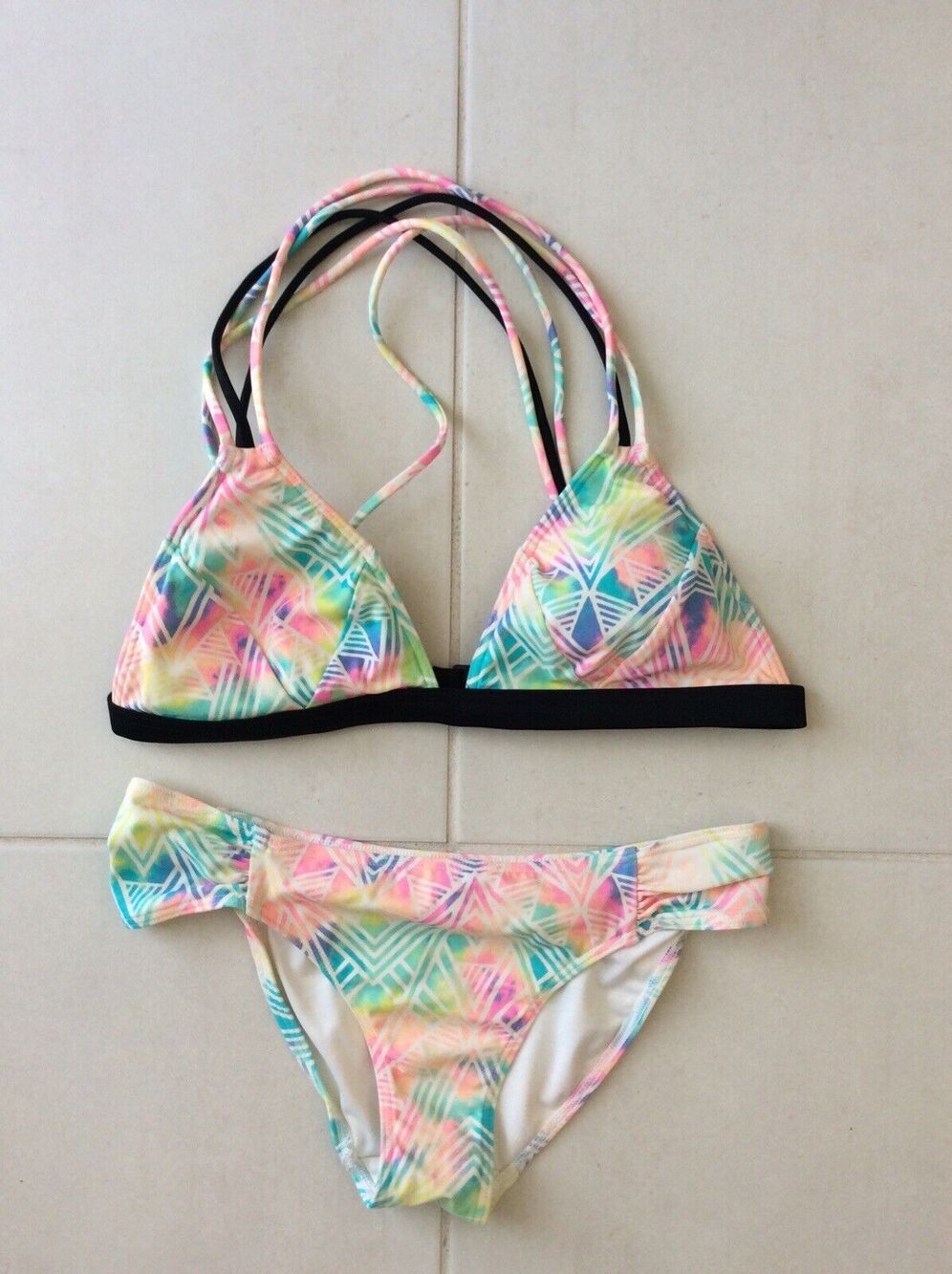 Victoria's Secret Pink Swim Bikini Swimwear Triangle Top Print Swimsuit